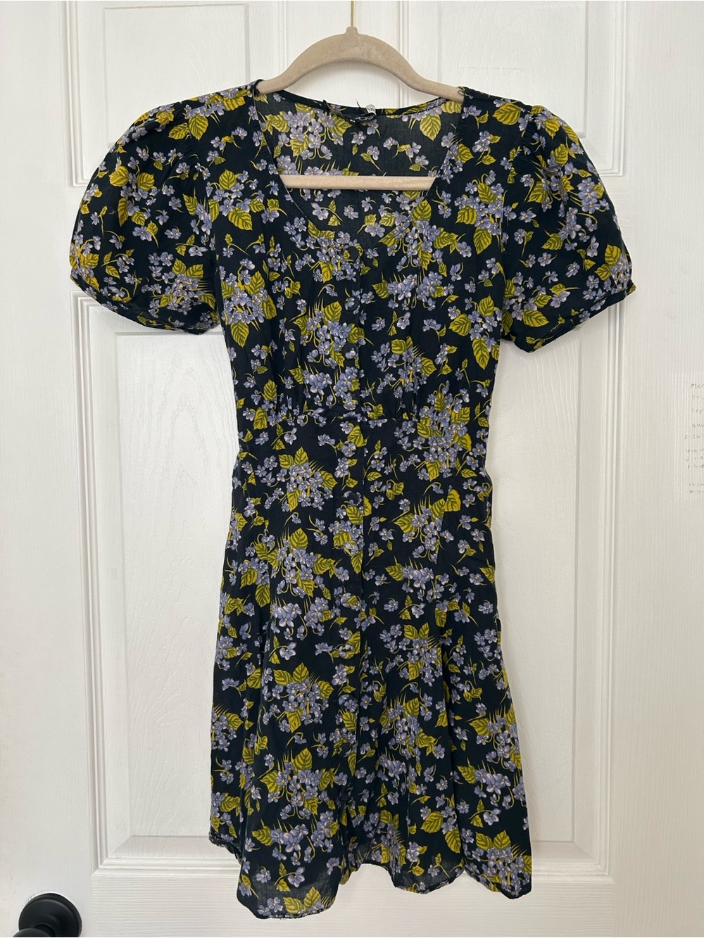 Vintage Betsey Johnson Floral Puff Sleeve Tie Waist Dress
